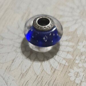 Pandora Sterling Silver Murano Glass Blue Bubbles Effervescence Bead Charm